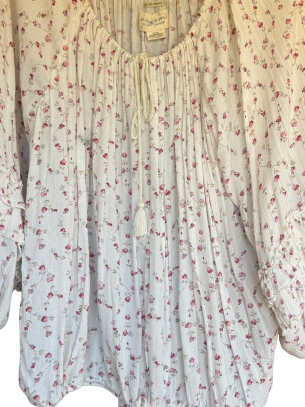 Denim & Supply Ralph Lauren RL Boho Floral Peasant Top XL - Picture 4 of 14